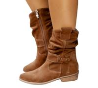Stivaletti Donna Invernali Anfibio Stivaletti Da Donna Con Plateau Casual Vintage Stivali Invernali Da Neve Impermeabili Con Imbottitura Calda Stivali Da Passeggio con Cerniera Laterale Occidentale
