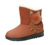 Stivaletti Donna Invernali Eleganti Stivaletto Imbottiti In Pelle Con Peluche Scarpe Calde Antiscivolo Slip-On Larghi Scarponcini Alte Suola Spessa Stivali Da Trekking Occidentale Per Incontri