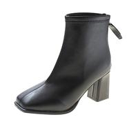 Stivaletti Donna Inverno Eleganti Stivaletto Con Radice Quadrata Punta Scarponcini Con Cerniera Dietro Tinta Unita Impermeabili Booties Con Tacco Alto Moda Casual Per Inverno Autunnali Outdoor