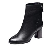 Stivaletti Donna Pelle Stivaletto Alla Caviglia Con Tacco Grosso Medio Stivali Corti Punta Autunnali Scarponcini Con Cerniera Dietro Fashion Eleganti Tronchetti Impermeabili Comode Per Incontri