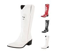 Stivaletti Donna Pelle Tacco Quadrato, Santiags Donna Western, 2025 Nuovo Stivali Da Cavaliere Stivaletti Stampato Halloween Stivale Ortopedico Stivali Impermeabile Boot Autunno Inverno Chic Scarpa