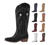 Stivaletti Donna Punta A Punta A Stivali Donna Tacco Mollet Largo, Stivali Da Cavaliere Con Modello 2025 Nuovo Stivale Romane Versatile Stivaletti Western Boot Chic Stampato Scarpe Autunno Scarpe