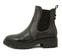 Stivaletti Donna Vera Pelle Nero e Grigio con Elastico Tacco Basso CINZIA SOFT