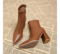 Stivaletti eleganti da donna con tacco grosso e punta affusolata, di moda nel 2025 per autunno/primavera, scarpe alla caviglia alla moda e stivaletti corti adatti per l'inverno CN35,CN36,CN37,CN38,CN3