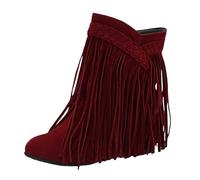 Stivaletti generici da donna stivaletti in pelle di cowboy semi-alti stile retrò con tacco stivali embroidered per il tempo libero comodi con cerniera Chelsea Stivali, Rosso Rouge 2, 40 EU