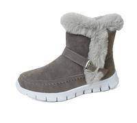 Stivaletti impermeabili da combattimento comodi in pelle PU da donna Pelliccia calda Slip da neve su fodera in pelliccia classica a metà polpaccio Stivali invernali alla moda in più colori