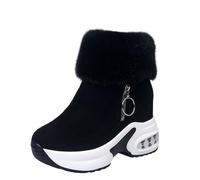 Stivaletti impermeabili da combattimento comodi in pelle PU da donna Pelliccia calda Slip da neve su fodera in pelliccia classica a metà polpaccio Stivali invernali alla moda in più colori