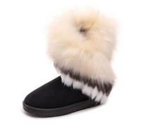 Stivaletti impermeabili da combattimento comodi in pelle PU da donna Pelliccia calda Slip da neve su fodera in pelliccia classica a metà polpaccio Stivali invernali alla moda in più colori