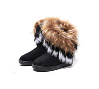 Stivaletti impermeabili da combattimento comodi in pelle PU da donna Pelliccia calda Slip da neve su fodera in pelliccia classica a metà polpaccio Stivali invernali alla moda in più colori