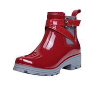 Stivaletti impermeabili da donna, stivali da pioggia da donna, stivali da pioggia lucidi con cinturino con fibbia e pannello laterale elastico, perfetti per passeggiate in città, uscite casual