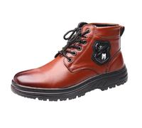 Stivaletti in pelle per le donne Uk Mens Biker Boots Retro Lace Up Inverno Impermeabile Comodo Moto Combat Boot Casual Moda Caviglia Chukka Boot Outdoor Autunno Inverno Walking Bootie, Rosso, 40.5 EU
