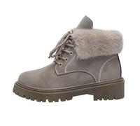 Stivaletti invernali casual e alla moda con lacci, caldi stivaletti con suola spessa per un comfort tutto il giorno, cachi, 38 EU