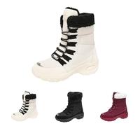 Stivaletti invernali da donna, foderati, impermeabili, con lacci, da donna, ad alta larghezza, ortopedici, per attività all'aperto, da tekking, eleganti e comodi, beige., 42 EU