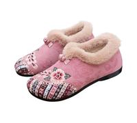 Stivaletti Invernali Da Donna Scarpe Pelose Fodera Caldi Stivaletto Con Motivo Ricamati Floreale Stivali Con Tacco Basso Slip-On Bottini Comodi Leggeri E Antiscivolo Per Tutti I Giorni Per Camminate