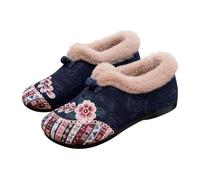 Stivaletti Invernali Da Donna Scarpe Pelose Fodera Caldi Stivaletto Con Motivo Ricamati Floreale Stivali Con Tacco Basso Slip-On Bottini Comodi Leggeri E Antiscivolo Per Tutti I Giorni Per Camminate