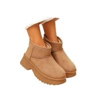 Stivaletti Invernali Donna Caldi con Fodera in Pelliccia Sintetica Stivali Bassi Classici Comodi Effetto Camoscio Trocchetti Pelosi alla Caviglia Polacchini Imbottiti Inverno per Città e Guida