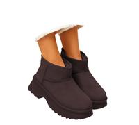 Stivaletti Invernali Donna Caldi con Fodera in Pelliccia Sintetica Stivali Bassi Classici Comodi Effetto Camoscio Trocchetti Pelosi alla Caviglia Polacchini Imbottiti Inverno per Città e Guida