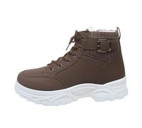 Stivaletti Invernali Donna in Pelle Eleganti con Lacci e Plateau Foderati Internamente per una Protezione Termica Superiore e Comodità Ottimale nelle Occasioni Casual (Brown #2, 43)