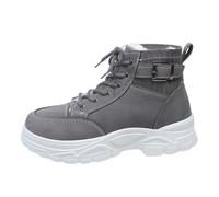 Stivaletti Invernali Donna in Pelle Eleganti con Lacci e Plateau Foderati Internamente per una Protezione Termica Superiore e Comodità Ottimale nelle Occasioni Casual (Grey #2, 39)