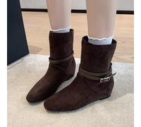 Stivaletti Marroni In Pelle Sintetica Scamosciata Zeppa Interna 5 Cm CF55189