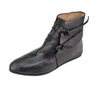 Stivaletti medievali da uomo stile stivaletti da infilare, casual, tacco basso, comode scarpe da indossare tutti i giorni, Nero , 47 EU