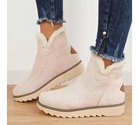 Stivaletti Neve Caldi E Pelosi Donna Stivali Plateau Tinta Unita Moda per Donna Stivaletti Termici Antiscivolo Punta Tonda Scarpe Invernali Foderate in Pelliccia Comode (Color : Beige, Size : 38 EU