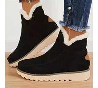 Stivaletti Neve Caldi E Pelosi Donna Stivali Plateau Tinta Unita Moda per Donna Stivaletti Termici Antiscivolo Punta Tonda Scarpe Invernali Foderate in Pelliccia Comode (Color : Black, Size : 39 EU