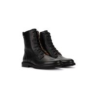 Stivaletti piatti in pelle con lacci, DEVA Nero 36