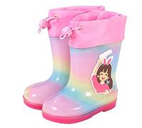 Stivaletti Pioggia Ragazza Colorati Leggeri Comodi Ragazze Ragazzi Stivali con manici Antiscivolo Gomma PVC Impermeabile Stivali da Pioggia Cartoon Bambina 2-11 Anni
