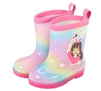 Stivaletti Pioggia Ragazza Colorati Leggeri Comodi Ragazze Ragazzi Stivali con manici Antiscivolo Gomma PVC Impermeabile Stivali da Pioggia Cartoon Bambina 2-11 Anni