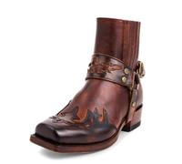 Stivaletti ricamati retrò da uomo con tacco basso stile romano Calzature punta quadrata Abito cowboy occidentale Scarpe casual taglie forti