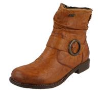 Stivaletti Rieker In Pelle Tex Marroni Extra Larghe Con Zip 74857
