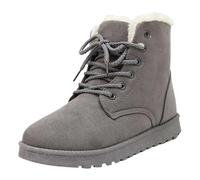 Stivaletti Texani Stivali Biker Donna Scarpe Basse Invernali Foderate in Peluche da Ginnastica Alti Anfibi Platform Grey 35