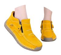 Stivaletti Unisex alla Moda con Cerniera Laterale, Scarpe Casual comode a metà Polpaccio, Ideali per Le Passeggiate quotidiane. (Yellow, 42)