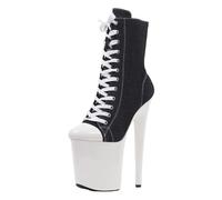 Stivaletti Unisex con Plateau e Lacci, Grandi Dimensioni, Personalizzati | per Pole Dancing e Nightclub, Stivali da spogliarellista con Suola Antiscivolo,Nero,36 EU