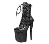Stivaletti Unisex con Plateau e Lacci, Grandi Dimensioni, Personalizzati | per Pole Dancing e Nightclub, Stivali da spogliarellista con Suola Antiscivolo,Nero,36 EU