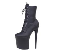 Stivaletti Unisex con Plateau e Lacci, Grandi Dimensioni, Personalizzati | per Pole Dancing e Nightclub, Stivali da spogliarellista con Suola Antiscivolo,Matte Black,36 EU