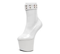 Stivaletti Unisex con Plateau e Lacci, Grandi Dimensioni, Personalizzati | per Pole Dancing e Nightclub, Stivali da spogliarellista con Suola Antiscivolo,Bianca,36 EU