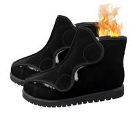 Stivaletti Uomo Invernali per Diabetici Extra Larghe, Calde Peluche Pelose Foderata Scarpe Diabetiche per Donna, Pantofole Ortopediche Regolabili Men Black 47