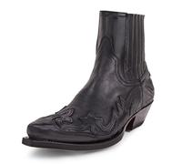 DJFOG Stivaletti Western da Uomo Stivali con Cinturino con Fibbia Stivali Corti da Cowboy con Punta Quadrata in Pelle retrò Stivali da Motociclista da Cowboy,Nero,39 EU