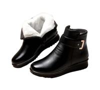 Stivaletto Donna Invernale Nero Curvy Scarpe Foderato Caldo Pelle Impermeabili Imbottiti Stivali Piatto Neve Leggere Offerta Stivaletti Passeggio Suola Spessa Morbidi Casual Ankle Boot Scarponcini
