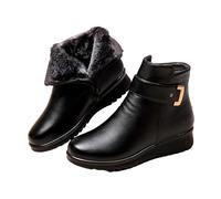 Stivaletto Donna Invernale Nero Curvy Scarpe Foderato Caldo Pelle Impermeabili Imbottiti Stivali Piatto Neve Leggere Offerta Stivaletti Passeggio Suola Spessa Morbidi Casual Ankle Boot Scarponcini