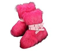 Stivaletto Donna Stivali Bianchi Lavoro Invernali da in Pelle Ricamata Caldo Foderato Scarponcini Jeans Leopardati Rosa 39