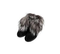 Stivaletto in pelle scamosciato con vera pelliccia di volpe | Art. Monte Rosa | Foderato in vera pelliccia di montone 100% Made In Italy Nero Taglia 40