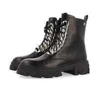Stivaletto nero da donna holzthum, stile militare con suola track e maxi catene
