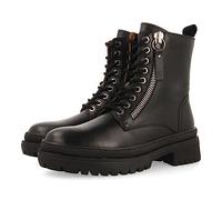 Stivaletto nero in pelle tipo biker con suola track e zip metallica da donna mallaig