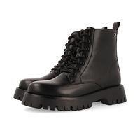 Stivaletto stringato nero tipo biker con suola track da donna hesseng
