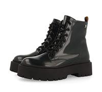 Stivaletto verde da donna laussa, stile biker con lacci e suola track e pianta doppia