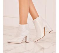 Stivali alla caviglia con strass e tacco a blocco - Scintillio audace e finitura di lusso La qualità dei flaconi è eccellente quanto la grazia della loro superficie interamente ricoperta di strass ton