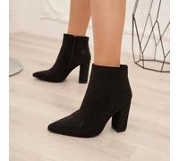 Stivali alla caviglia con strass e tacco a blocco - Scintillio audace e finitura di lusso La qualità dei flaconi è eccellente quanto la grazia della loro superficie interamente ricoperta di strass ton